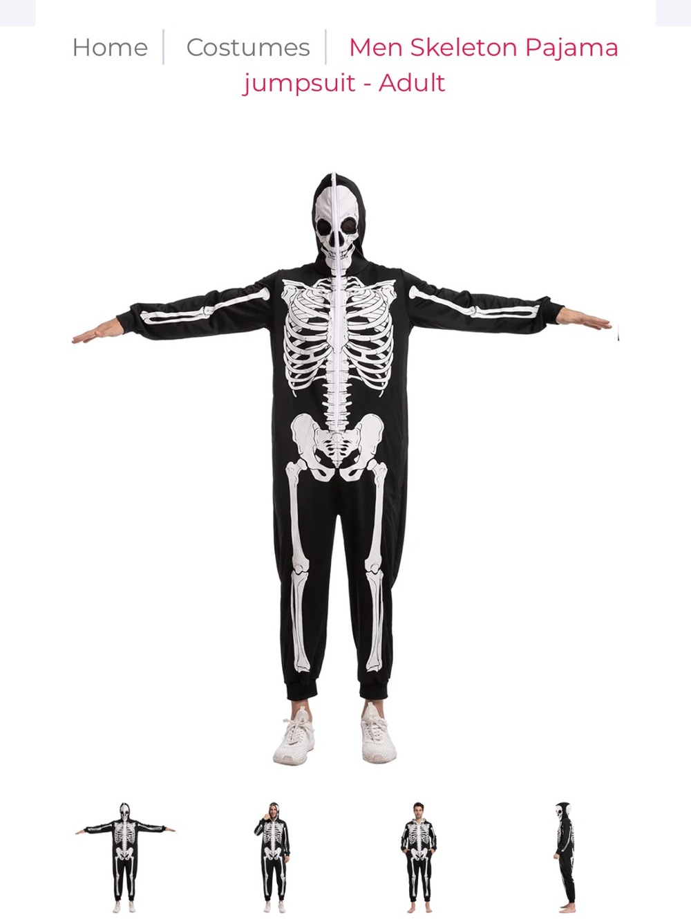 Adult Black Skeleton Jumpsuit Pajama - Unbranded